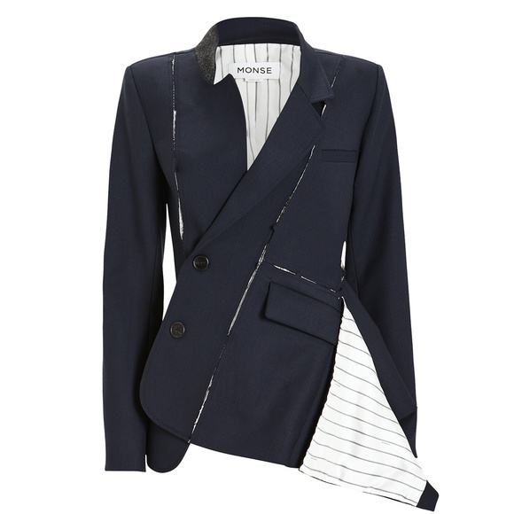 MONSE NAVY BLUE DECONSTRUCTED SLASHED JACKET BLAZER 4 NWOT - Picture 3 of 16